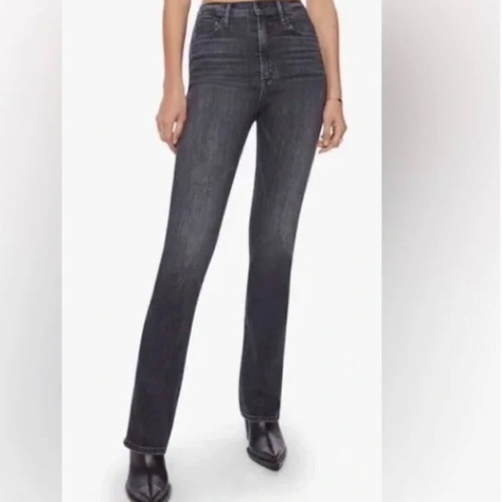 Mother High Waist Smokin' Double Heel On The Fly Jeans Black Denim Size 27 Women